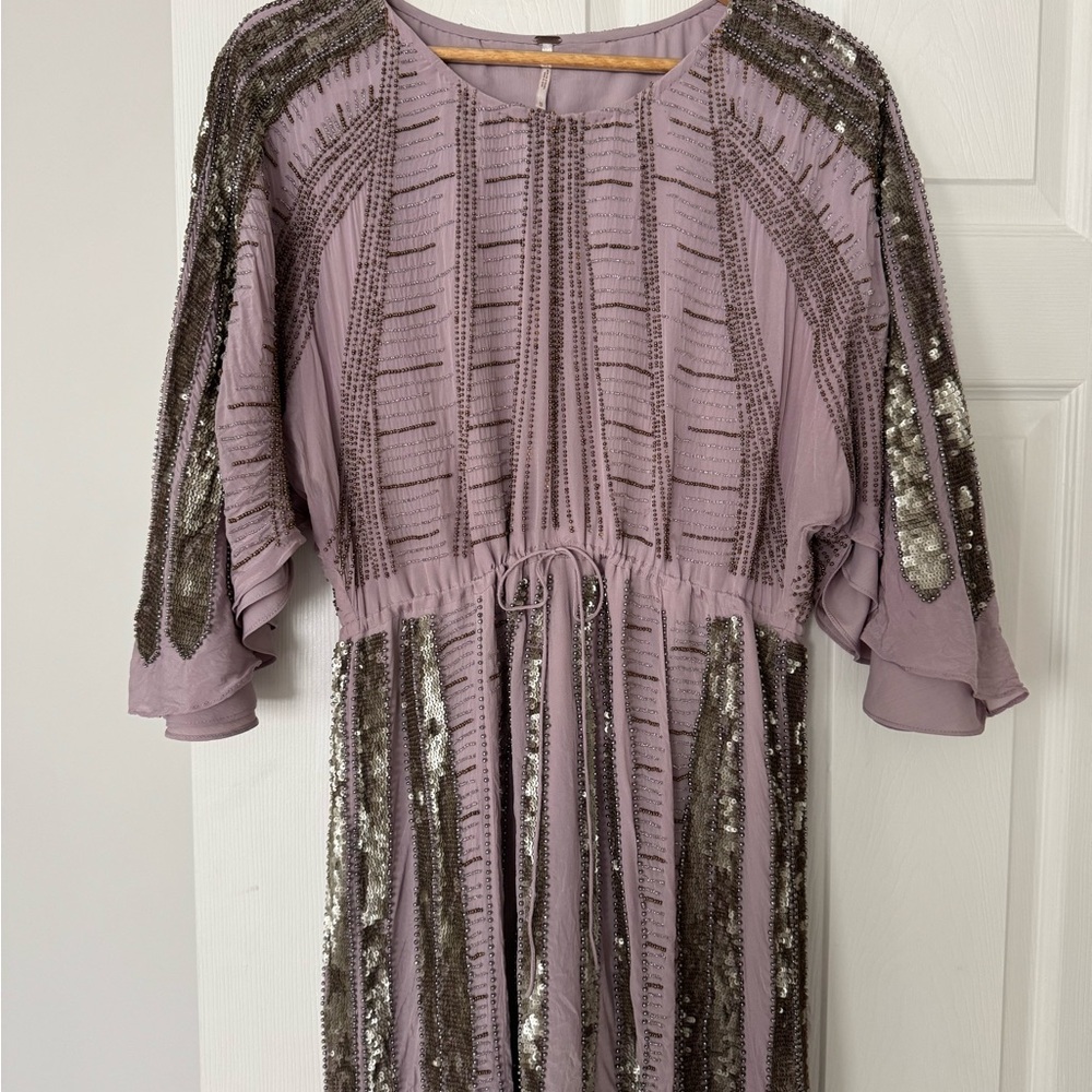 Free People Beaded Dress in Purple and Silver
